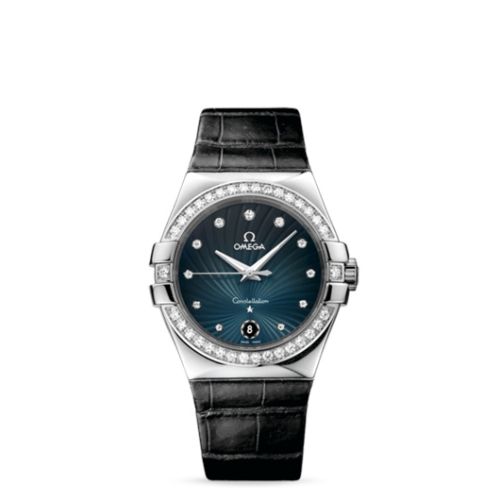 Omega Constellation Quartz 35 Stainless Steel / Diamond / Grey Supernova / Alligator